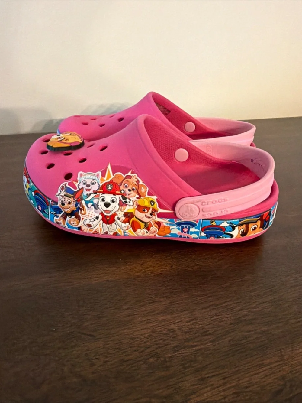 Crocs Paw Patrol Clogs Girls Pink Slip-On Shoes, Size C11